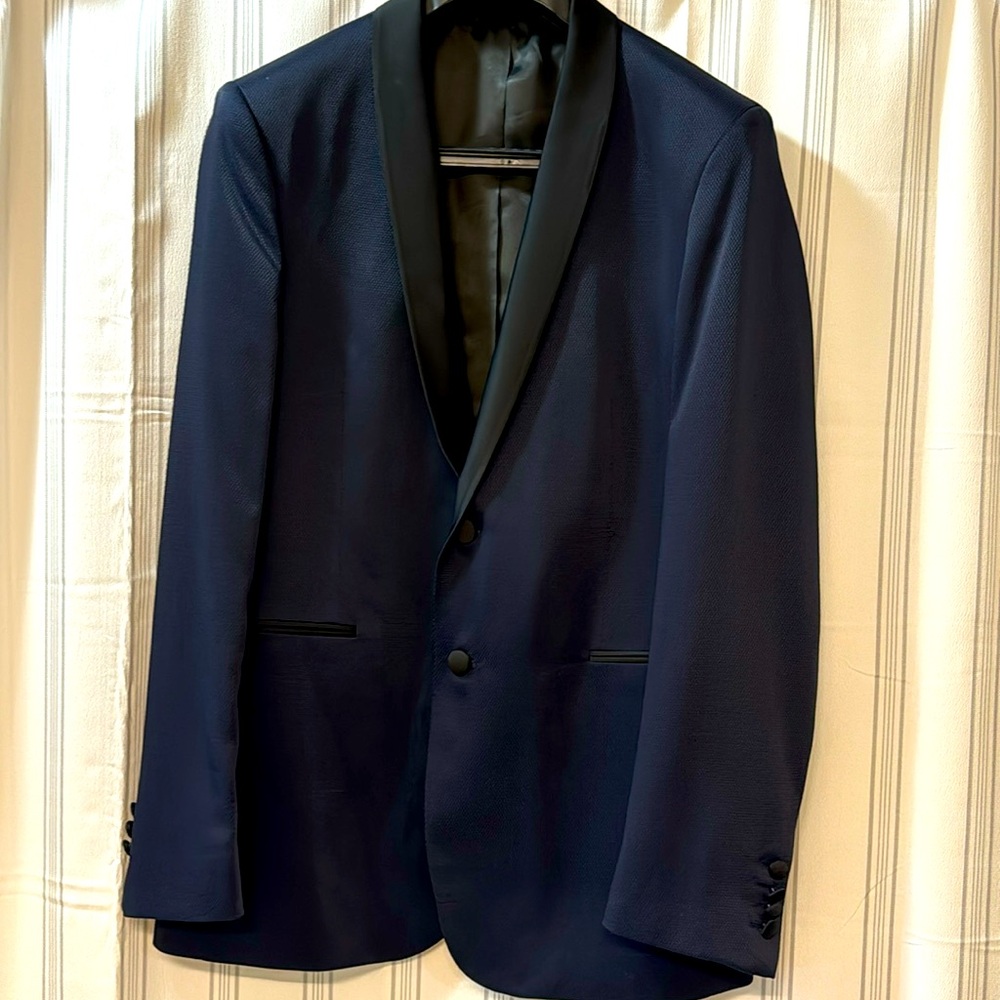 Barney Blue and black suit jacket with Eski 1 Man black skinny pants